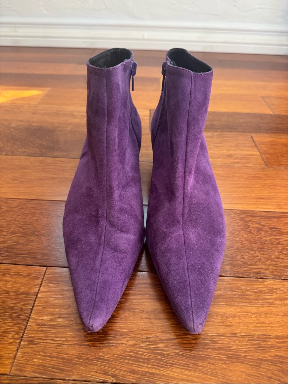 Versus Versace Purple Suede Pointed-Toe Ankle Boots